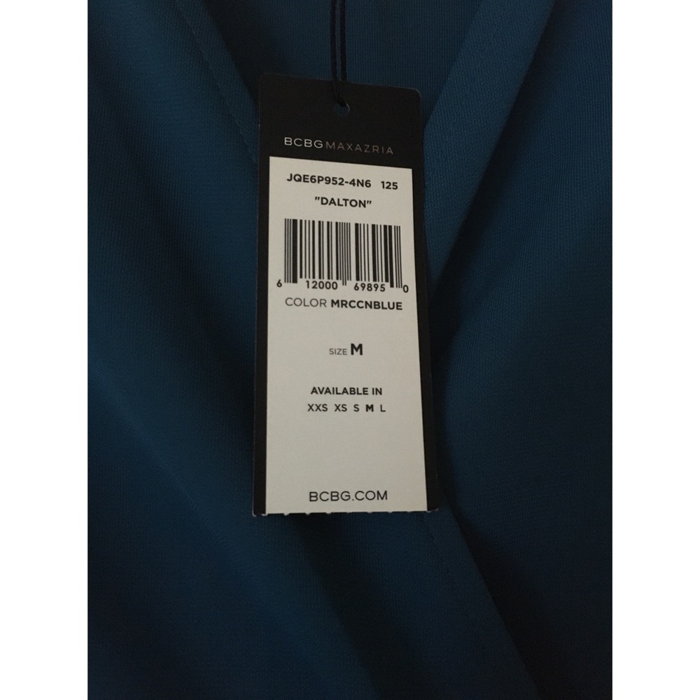 BCBGMAXAZRIA Dalton Zip Front Jersey Dress in Moroccan Blue Medium M NEW NWT - Picture 6 of 6